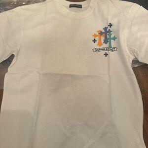 Chrome Hearts White Tee with Multicolor Crosses